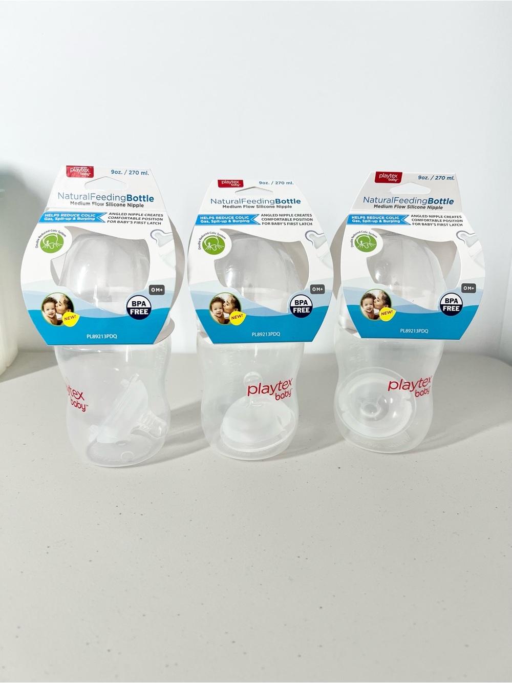 NEW Playtex Baby Natural Feeding Bottle 9oz Medium Flow Lot of 3
